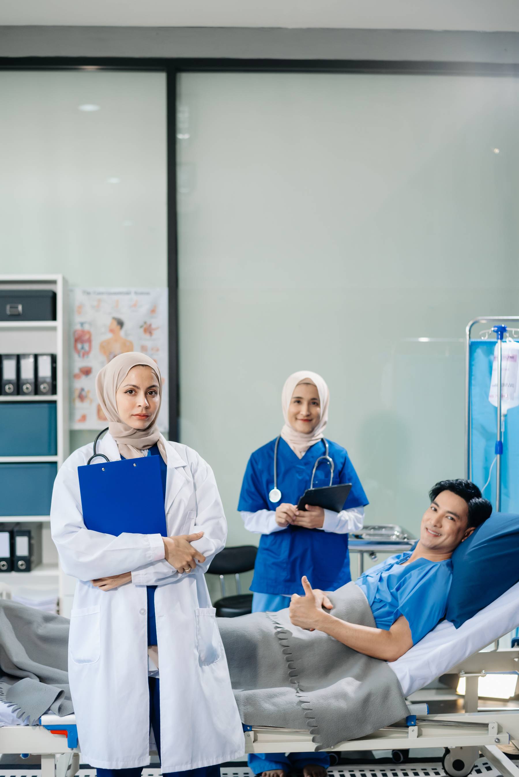 Clinician examining a patient's skin in a professional dermatology consultation room